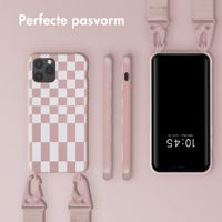 Selencia Siliconen design hoesje met afneembaar koord iPhone 11 Pro - Irregular Check Sand Pink