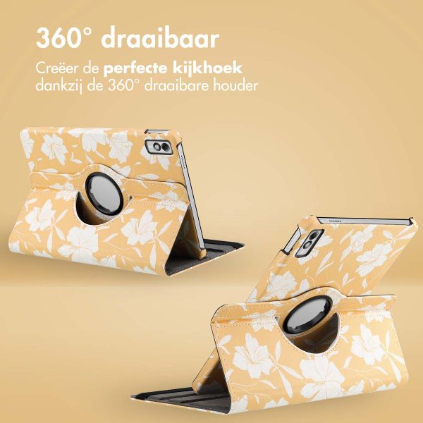 imoshion 360° Draaibare Design Bookcase Lenovo Tab M10 5G - Yellow Flowers