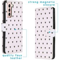 imoshion Design Softcase Bookcase Galaxy S21 - Hearts Allover White