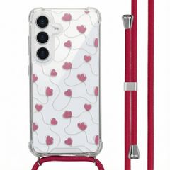 imoshion Design hoesje met koord Samsung Galaxy S25 - Dusty Rose Connected Hearts