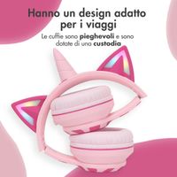 imoshion Draadloze Kinderkoptelefoon Unicorn LED Light - Decibelbegrenzer - Met AUX kabel - Pink / Hot Pink