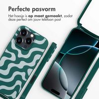 imoshion Siliconen design hoesje met koord iPhone 16 Pro - Petrol Green Groovy