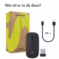 imoshion Draadloze muis - Oplaadbare computermuis + 2.4G USB-A adapter - Zwart