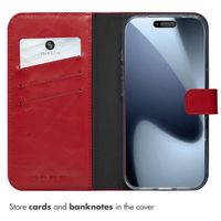 Selencia Genuine Leather Book Case Apple iPhone 17 Pro - Red