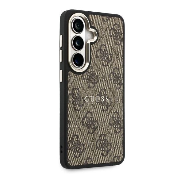 Guess 4G Leather Backcover met MagSafe Samsung Galaxy S26 - Gold Edge - Brown