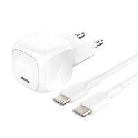 Belkin BoostCharge Compacte USB-C oplader 20W met USB-C naar USB-C kabel - 1 meter - Wit