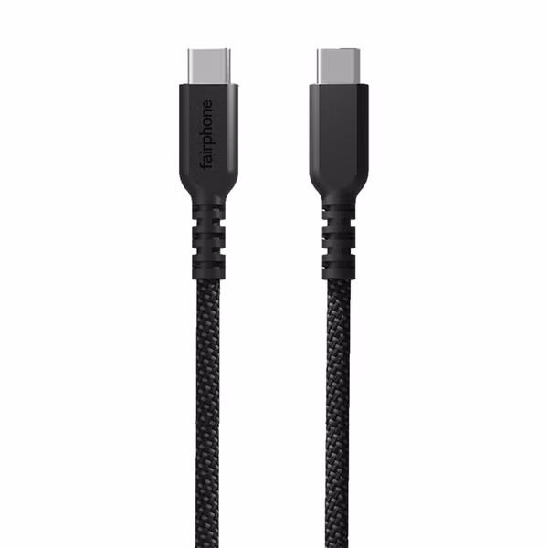 Fairphone LongLife USB-C naar USB-C/USB-A Oplaadkabel - 240W - 2,5 meter - Zwart