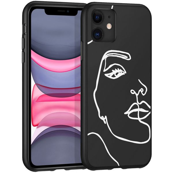 imoshion Design hoesje iPhone 11 - Abstract Gezicht - Wit / Zwart