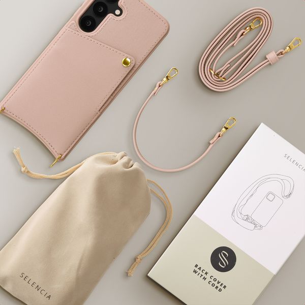 Selencia Nova Telefoonhoes met Koord en Pashouder Samsung Galaxy S25 / S24 - Dusty Rose