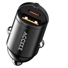 Accezz Autolader | Snellader met 2 poorten - USB-A 30 watt + USB-C 65 watt - Zwart