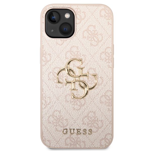 Guess 4G Metal Logo Backcover iPhone 14 - Roze