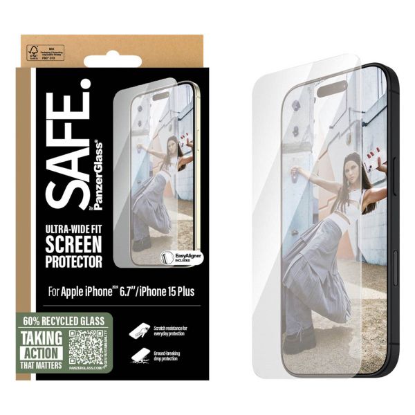 SAFE by PanzerGlass Ultra-Wide Fit Screenprotector Apple iPhone 16 Plus / 15 Plus