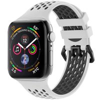 imoshion Siliconen sport bandje gesp Apple Watch Series 1 t/m 9 / SE (38/40/41 mm) | Series 10 / 11 (42 mm) - Wit / Zwart