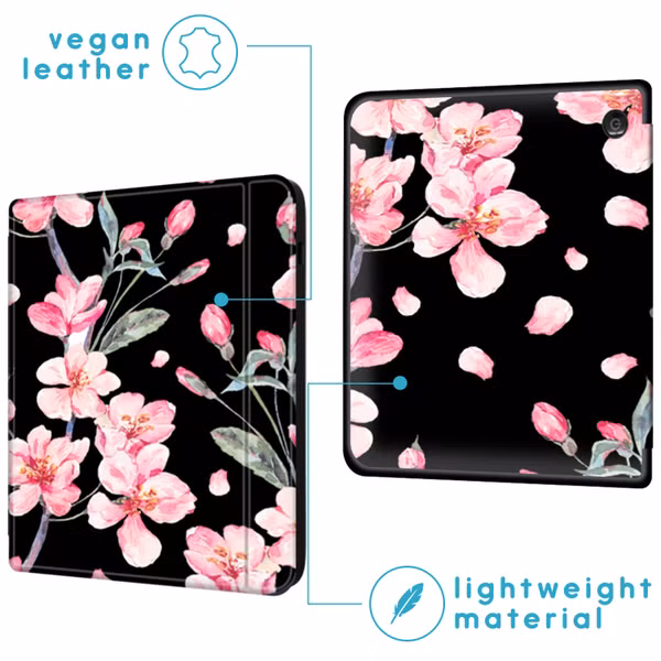 imoshion Design Slim Hard Case Sleepcover met stand Kobo Sage / Tolino Epos 3 - Blossom Watercolor Black