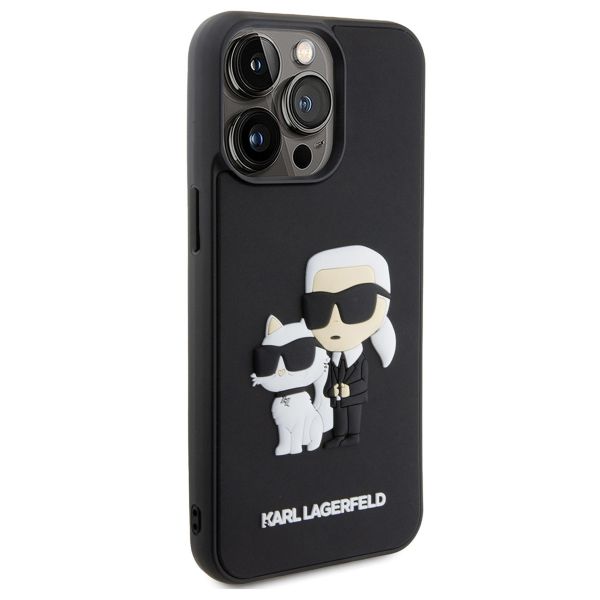 Karl Lagerfeld Karl & Choupette 3D Rubber Hardcase Backcover Apple iPhone 15 Pro Max - Zwart
