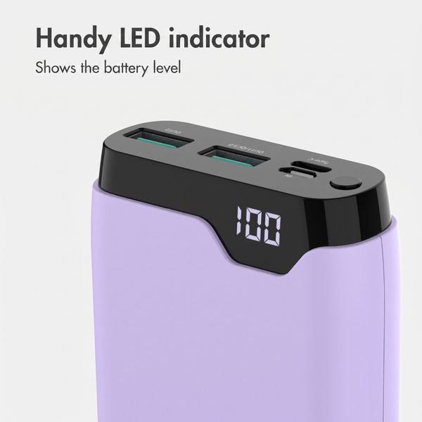 imoshion Power bank 20,000 mAh - 22.5W Fast charger - USB-C / USB-A - Lilac