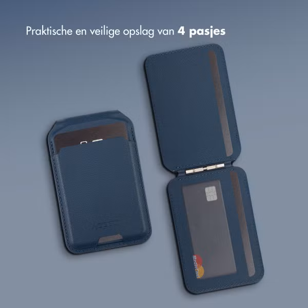 Accezz Leren Wallet met standaard - Geschikt voor MagSafe en Qi2 - Nightfall Blue