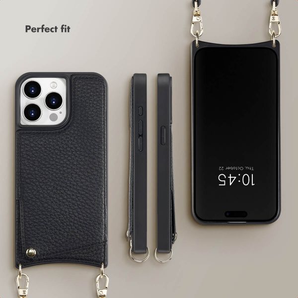 Selencia Nova Phone Case with Cord and Card Holder Apple iPhone 15 Pro Max - Black