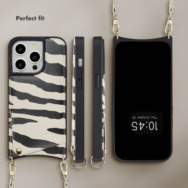 Selencia Nova Phone Case with Cord and Card Holder Apple iPhone 14 Pro - Zazzy Zebra