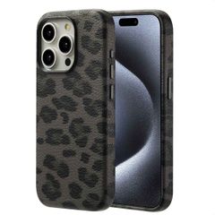 Selencia Sabi Backcover Panterprint met MagSafe Apple iPhone 15 Pro - Midnight Black