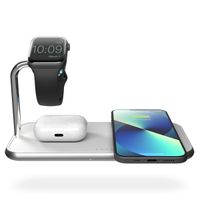 Zens Aluminium 3-in-1 Wireless Charger | Dubbele draadloze oplaadpad + Apple Watch - Wit