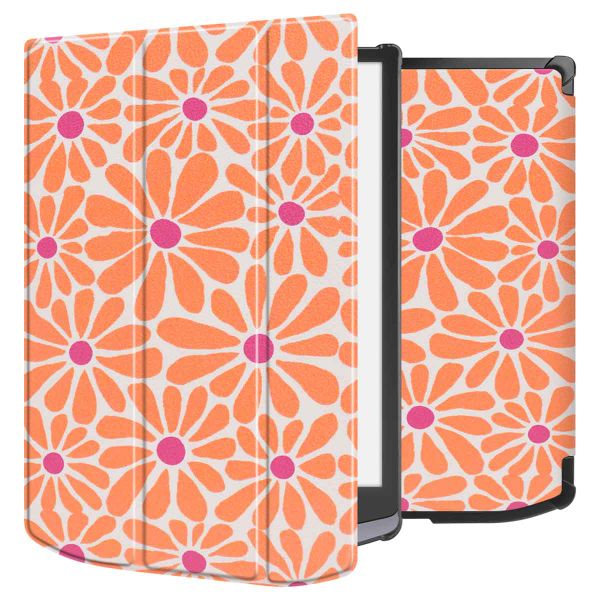 imoshion Design Trifold Hard Case Sleepcover Pocketbook InkPad X Pro - Orange Flowers Connect