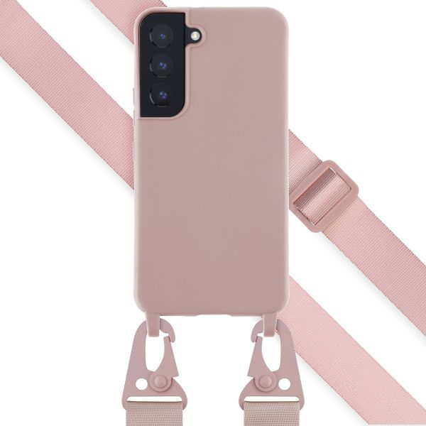 Selencia Siliconen hoesje met afneembaar koord Samsung Galaxy S22 - Sand Pink