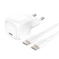 Belkin BoostCharge Compacte USB-C oplader 20W met USB-C naar USB-C kabel - 1 meter - Wit