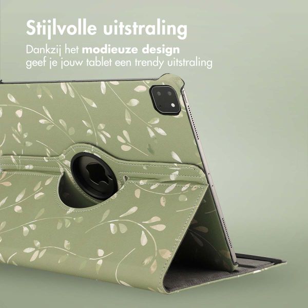 imoshion 360° Draaibare Design Bookcase Apple iPad Air 13 inch (2025) M3 / (2024) M2 - Green Flowers
