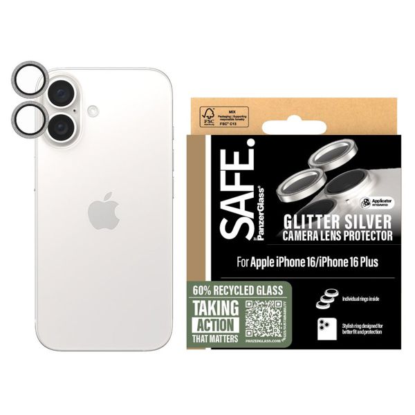 SAFE by PanzerGlass Camera Lens Protector iPhone 16 / 16 Plus - Glitter Silver