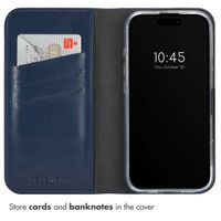 Selencia Genuine Leather Book Case Apple iPhone 16 Pro Max - Blue