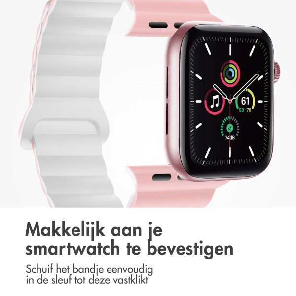 imoshion Magnetisch Siliconen bandje Apple Watch Series 1 t/m 11 / SE / Ultra (44/45/46/49 mm) - Roze & Wit