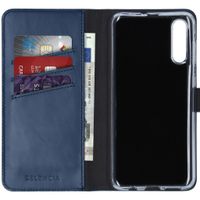 Selencia Echt Lederen Bookcase Samsung Galaxy A50 / A30s - Blauw