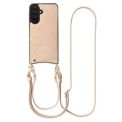 Selencia Nova Croco Phone Case with Cord and Card Holder Samsung Galaxy A37 (5G) - Beige
