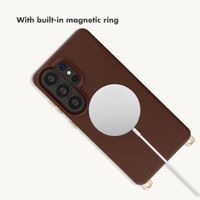 Selencia Rivièra MagSafe Back Cover with detachable hooks Samsung Galaxy S26 Ultra - Choco Brown