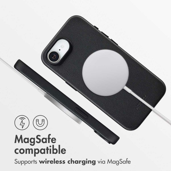 Accezz Leather Back Cover with MagSafe Apple iPhone 17e / 16e - Onyx Black