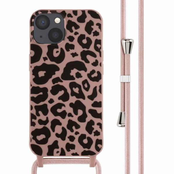 imoshion Siliconen design hoesje met koord iPhone 13 - Animal Pink