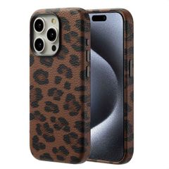Selencia Sabi Backcover Panterprint met MagSafe Apple iPhone 15 Pro - Mocha Brown