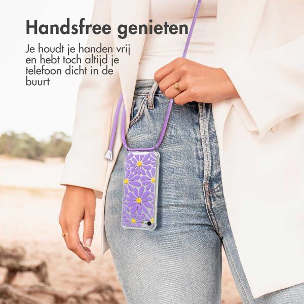 imoshion Design hoesje met koord Apple iPhone SE (2022 / 2020) / 8 / 7 - Tropical Violet Flowers Connect