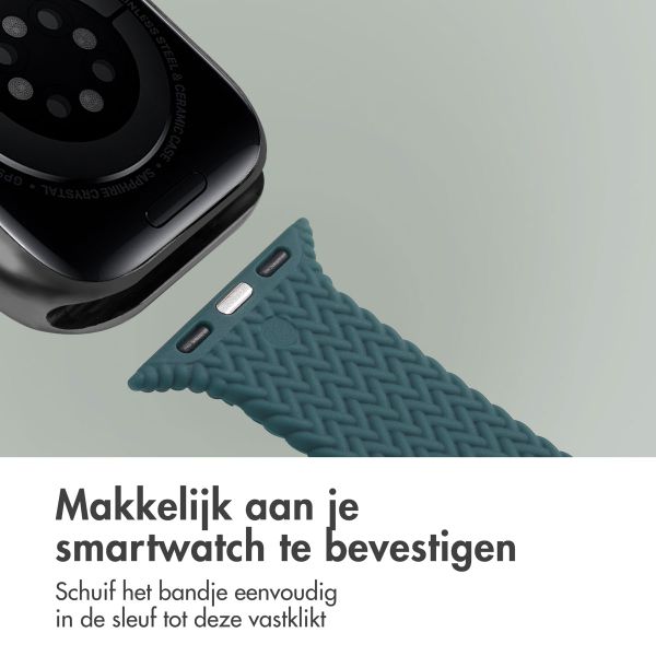 imoshion Siliconen geweven bandje Apple Watch Series 1 t/m 9 / SE (38/40/41 mm) | Series 10 / 11 (42 mm) - Donkergroen
