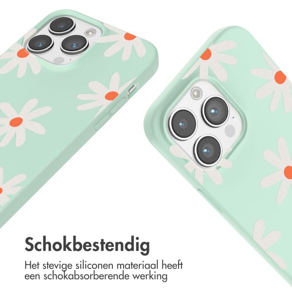 imoshion Siliconen design hoesje met koord iPhone 14 Pro - Green Flower Distance