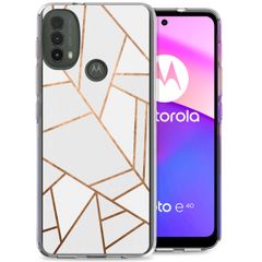 imoshion Design hoesje Motorola Moto E30 / E40 - Grafisch Koper / Wit