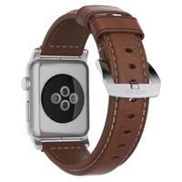 Nomad Traditional Band van leder Apple Watch Series 1 t/m 10 / SE / Ultra (2) (44/45/46/49 mm) - Bruin/Zilver