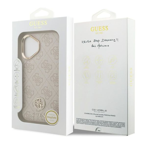 Guess Classic Strass Logo Leather Backcover met MagSafe Apple iPhone 17 - Roze