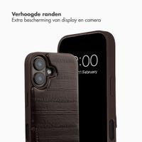 Selencia Nova Real Leather Backcover met Koord en Pashouder Apple iPhone 16 - Dark Chocolate