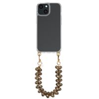 Selencia Transparent Case with Hooks + Lova Wrist Strap Apple iPhone 15 - Tortoise Leopard