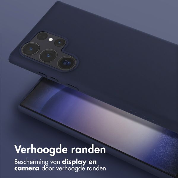 Selencia Siliconen hoesje met afneembaar koord Samsung Galaxy S23 Ultra - Donkerblauw