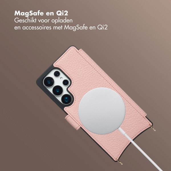 Selencia Riva Bookcase met MagSafe en Koord Samsung Galaxy S25 Ultra - Old Pink