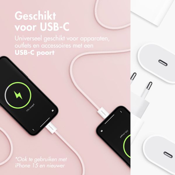 imoshion USB-C naar USB-C kabel - Braided - 2 meter - Roze