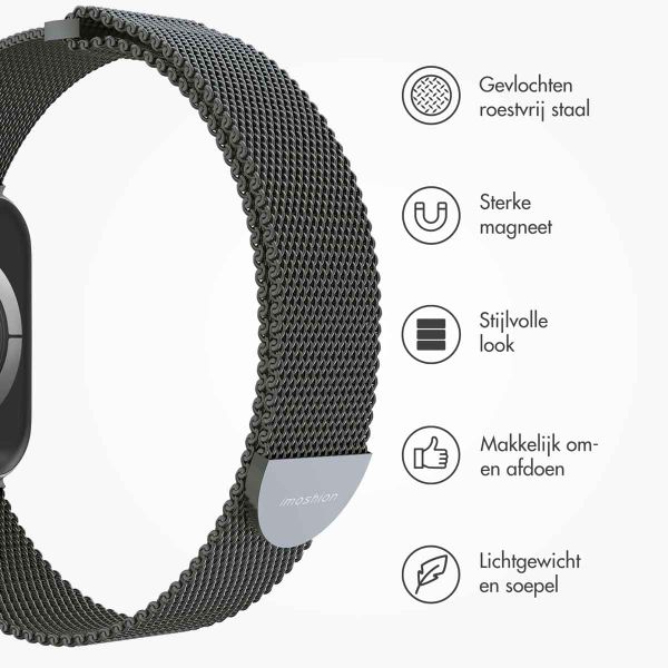 imoshion Milanees magnetisch bandje Apple Watch Series 1 t/m 10 / SE / Ultra (2) (44/45/46/49 mm) - Maat S - Space Grey